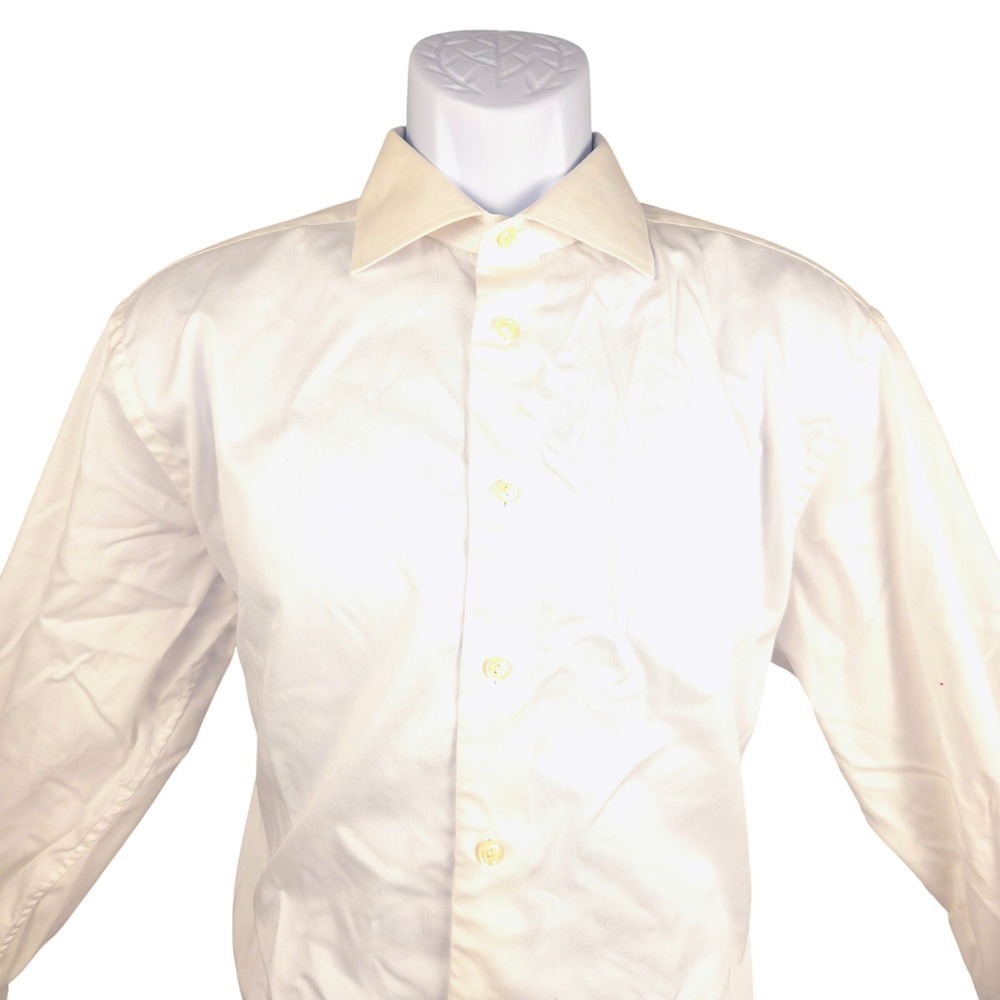Eton Contemporary Fit White Cotton Dress Shirt Mens 17 43 Spread Collar LS